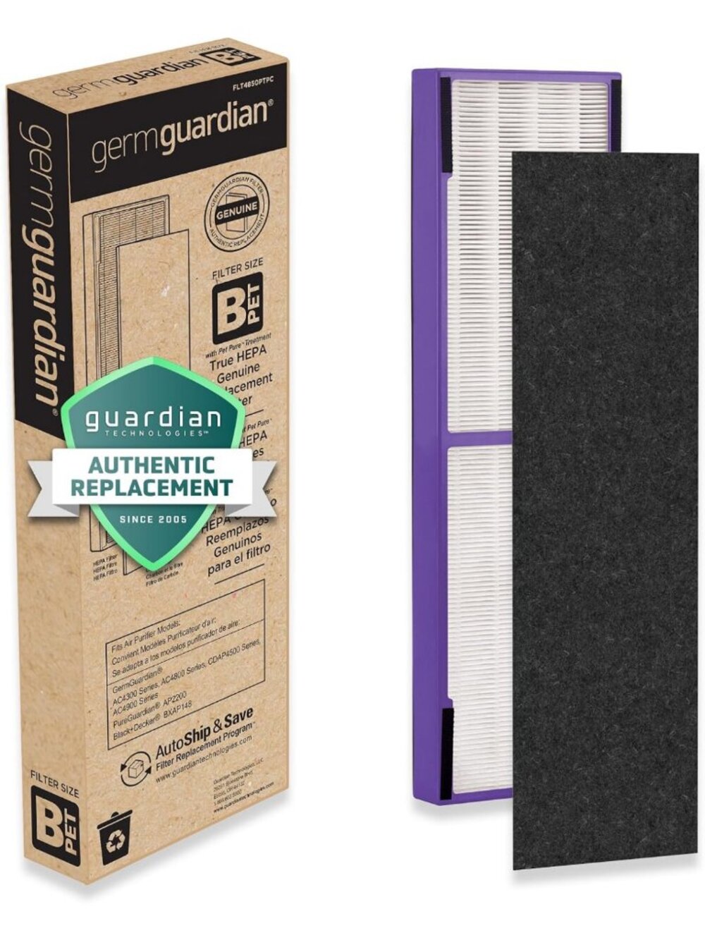 True HEPA Air Purifier Replacement Filter with Pet Pure Treatment for Germs